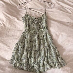 SABO SKIRT Blue Green Floral Mini Dress